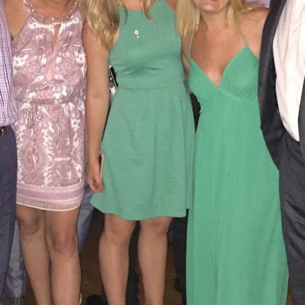 Gorgeous teal high neck dress